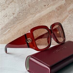 NEW Gucci GG1402SA Burgundy Square Marmont Sunglasses